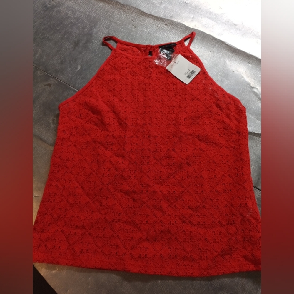 NWT Woman's Lace Detail High Neck Spaghetti Strap Tank Size 6